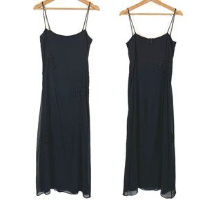 Mulligan Black Floral Slip Maxi Dress S (4-6)
